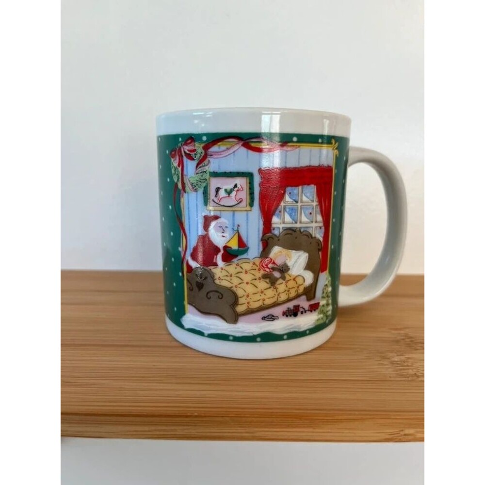 Vintage Breckenridge "Christmas Eve" Ceramic Mug | Retro Santa Scene Coffee Cup